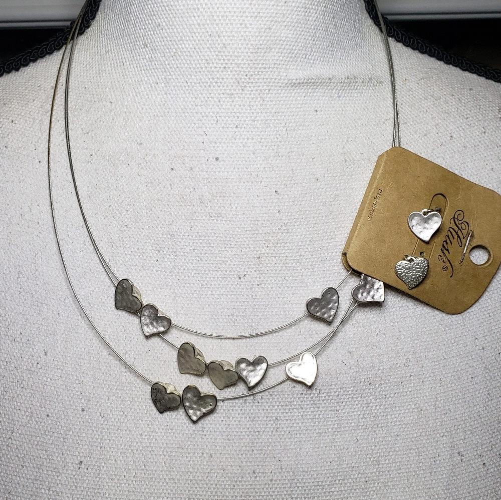 Hush Floating Heart Necklace And Earring Set